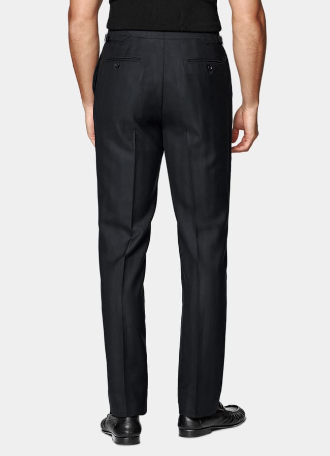 SUITSUPPLY Summer Wool Silk Linen by Rogna, Italy Navy Herringbone Tailored Fit Havana Suit