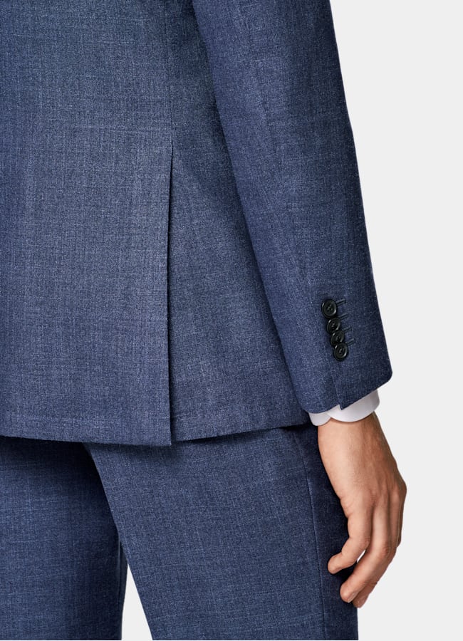 SUITSUPPLY Summer Wool Silk Linen by E.Thomas, Italy Mid Blue Tailored Fit Havana Suit