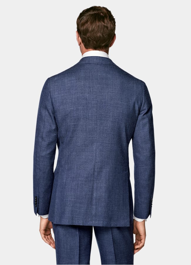 SUITSUPPLY Summer Wool Silk Linen by E.Thomas, Italy Mid Blue Tailored Fit Havana Suit