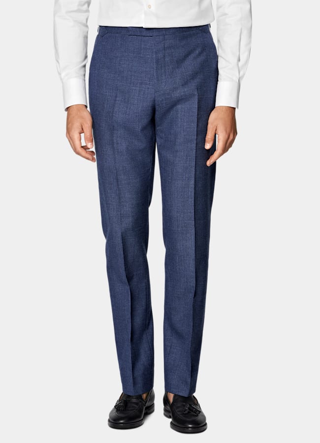 SUITSUPPLY Summer Wool Silk Linen by E.Thomas, Italy Mid Blue Tailored Fit Havana Suit