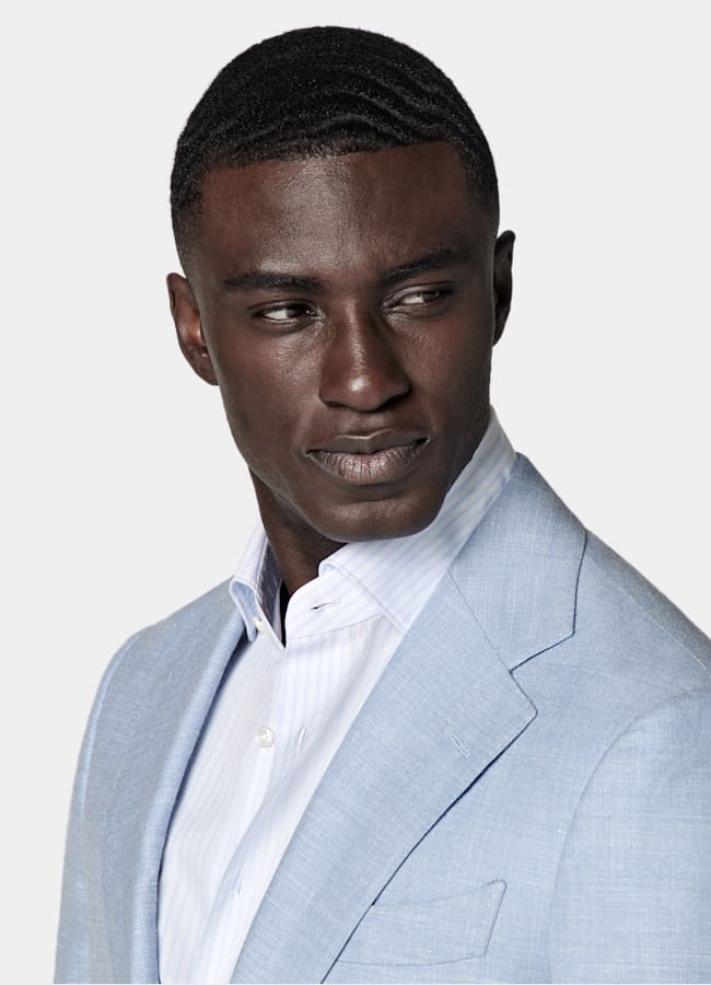 SUITSUPPLY Estate Lana, seta e lino - E.Thomas, Italia Abito Havana blu chiaro tailored fit