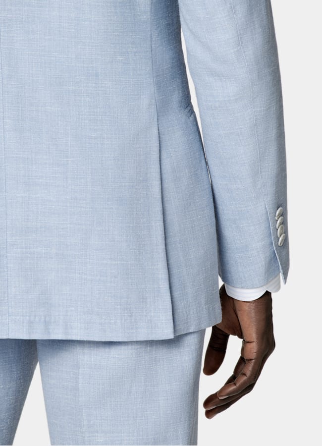 SUITSUPPLY Estate Lana, seta e lino - E.Thomas, Italia Abito Havana blu chiaro tailored fit