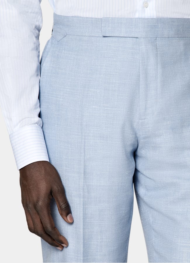 SUITSUPPLY Estate Lana, seta e lino - E.Thomas, Italia Abito Havana blu chiaro tailored fit