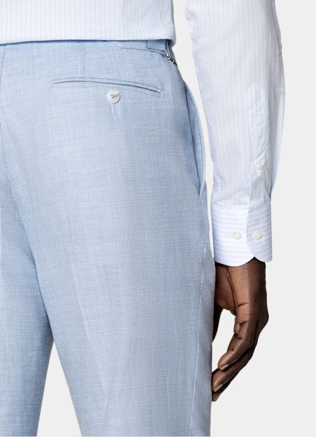 SUITSUPPLY Estate Lana, seta e lino - E.Thomas, Italia Abito Havana blu chiaro tailored fit