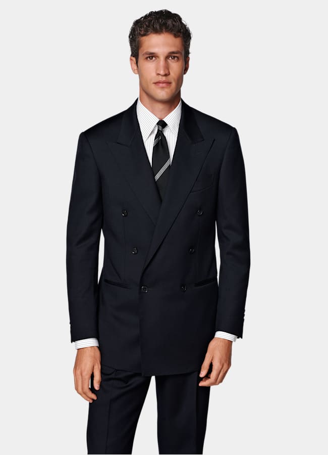 SUITSUPPLY All season Wolle Mohair von Vitale Barberis Canonico, Italien Roma Anzug navy Relaxed Fit