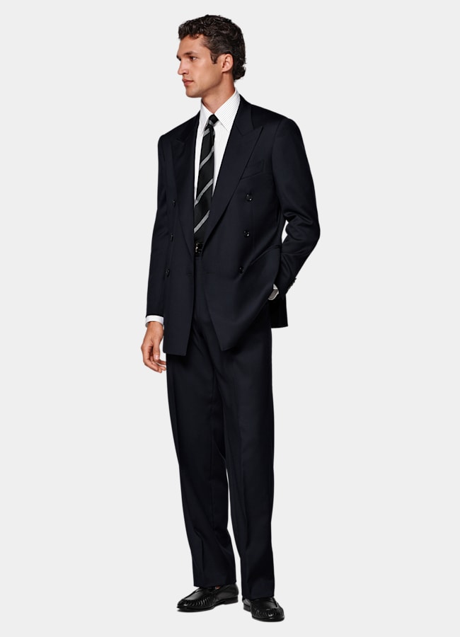 SUITSUPPLY All season Wolle Mohair von Vitale Barberis Canonico, Italien Roma Anzug navy Relaxed Fit