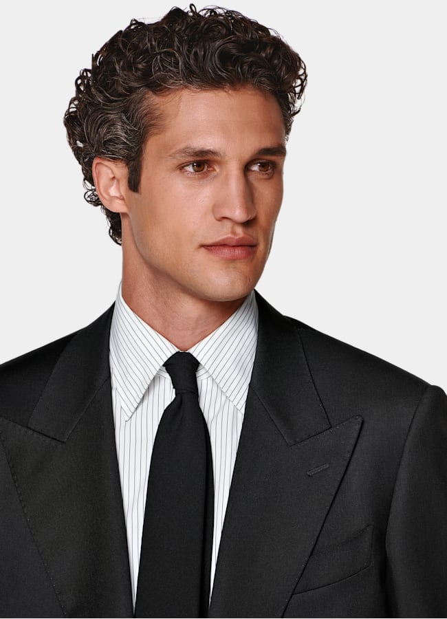 SUITSUPPLY All season Laine et mohair par Vitale Barberis Canonico, Italie Costume Roma coupe Relaxed noir