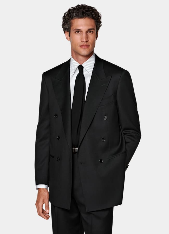 SUITSUPPLY All season Laine et mohair par Vitale Barberis Canonico, Italie Costume Roma coupe Relaxed noir
