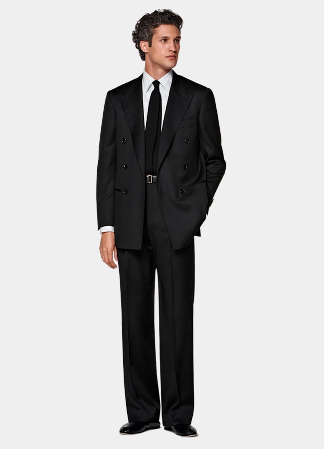 SUITSUPPLY All season Laine et mohair par Vitale Barberis Canonico, Italie Costume Roma coupe Relaxed noir