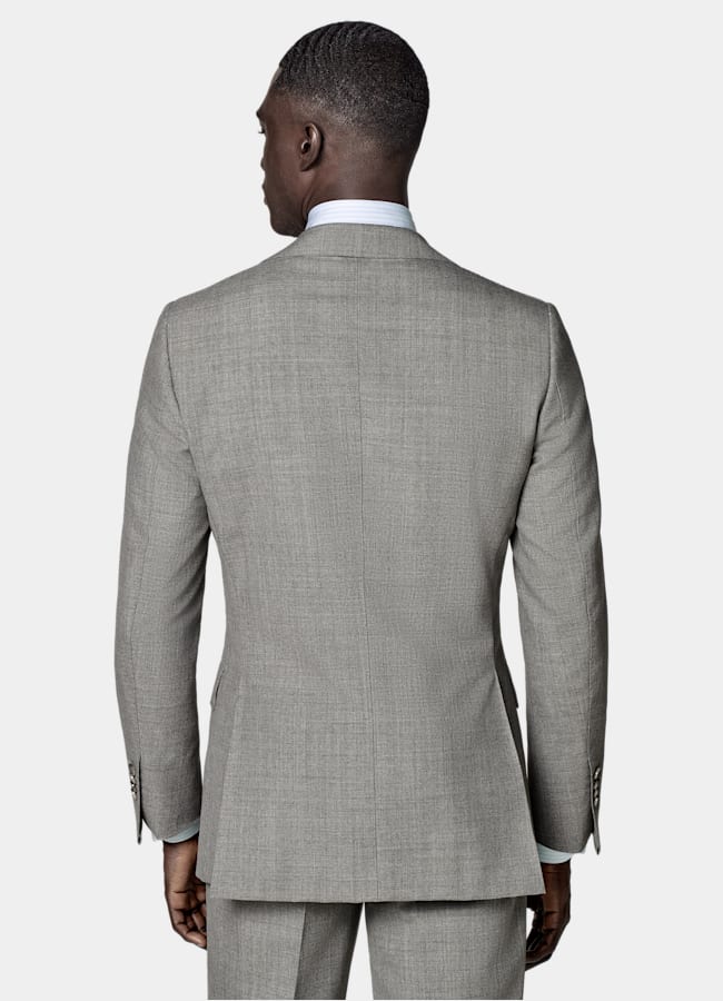 SUITSUPPLY All Season Pure Tropical Wool by Vitale Barberis Canonico, Italy Light Grey Perennial Tailored Fit Lazio Suit