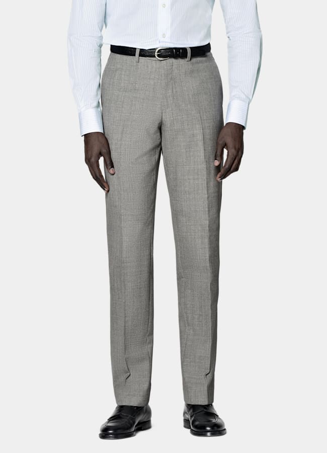 SUITSUPPLY All Season Pure Tropical Wool by Vitale Barberis Canonico, Italy Light Grey Perennial Tailored Fit Lazio Suit