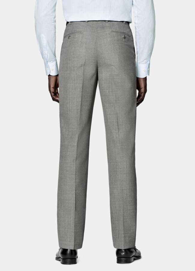 SUITSUPPLY All Season Pure Tropical Wool by Vitale Barberis Canonico, Italy Light Grey Perennial Tailored Fit Lazio Suit