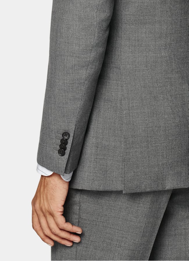 Mid Grey Perennial Tailored Fit Lazio Suit in Pure Tropical