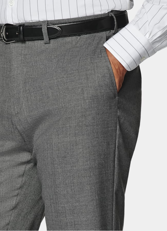 SUITSUPPLY All Season Pure Tropical Wool by Vitale Barberis Canonico, Italy Mid Grey Perennial Tailored Fit Lazio Suit