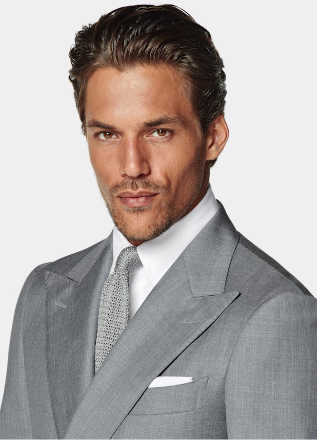 SUITSUPPLY All Season Pure S110's Wool by Vitale Barberis Canonico, Italy Light Grey Perennial Tailored Fit Havana Suit