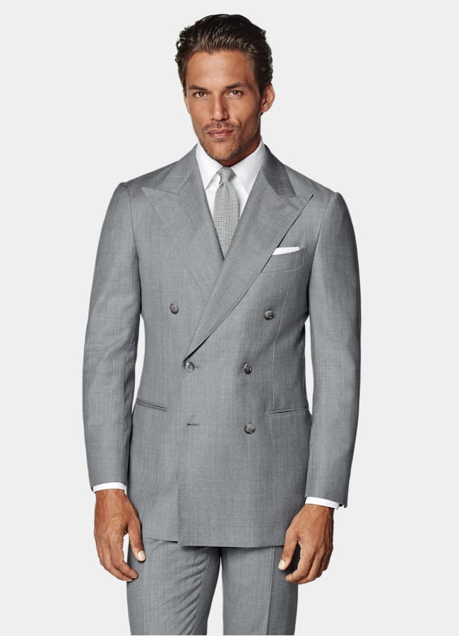 SUITSUPPLY All Season Pure S110's Wool by Vitale Barberis Canonico, Italy Light Grey Perennial Tailored Fit Havana Suit