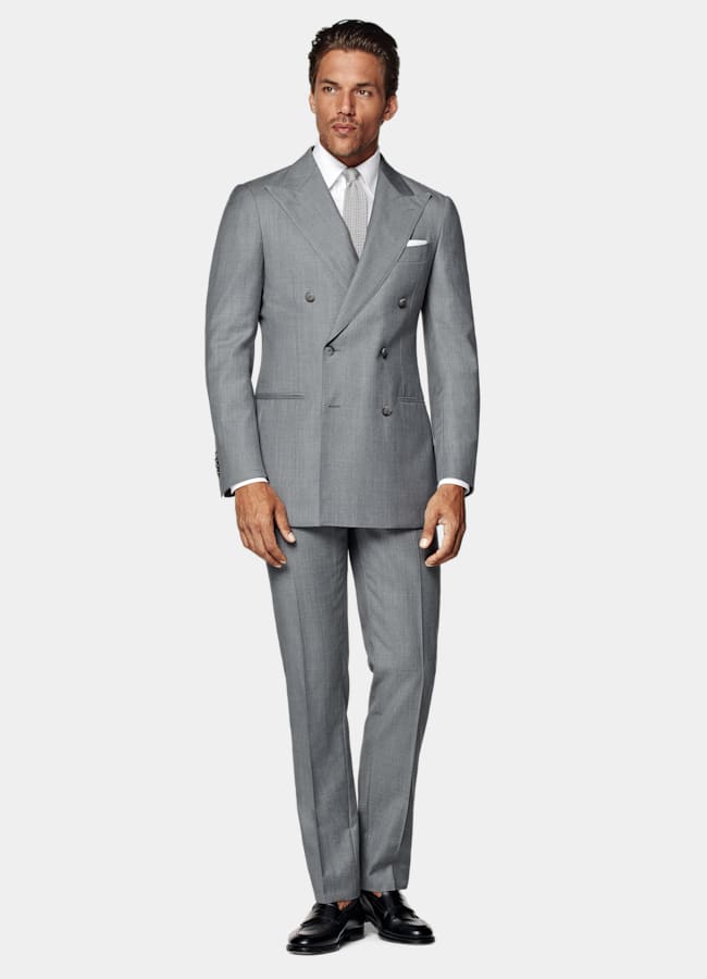 SUITSUPPLY All Season Pure S110's Wool by Vitale Barberis Canonico, Italy Light Grey Perennial Tailored Fit Havana Suit