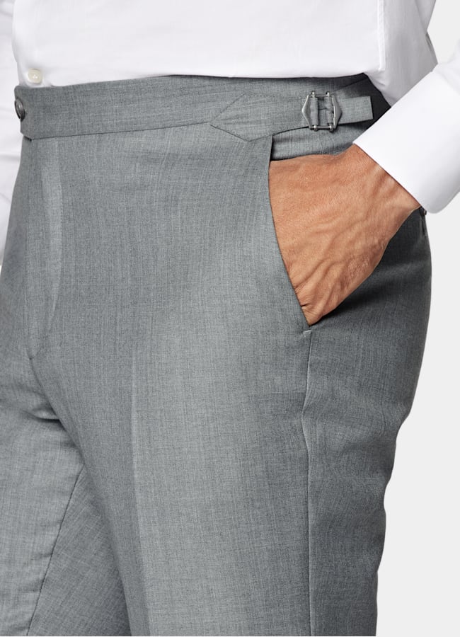 SUITSUPPLY All Season Pure S110's Wool by Vitale Barberis Canonico, Italy Light Grey Perennial Tailored Fit Havana Suit