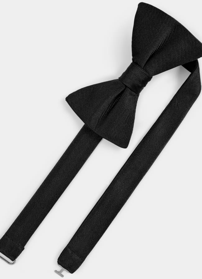 SUITSUPPLY Pure Silk Black Pre-tied Gros Grain Bow Tie