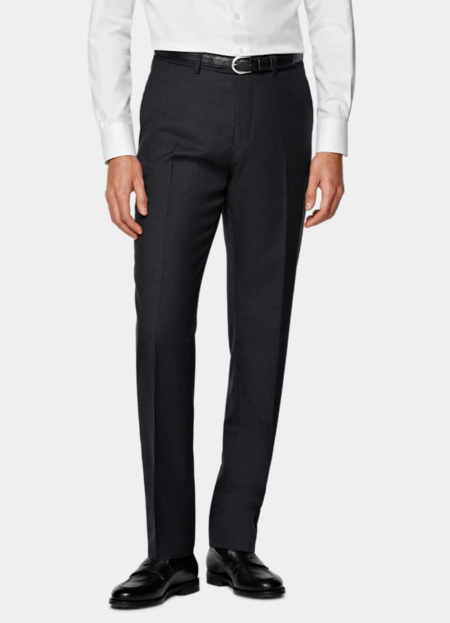 SUITSUPPLY All Season Pure Wool by Reda, Italy Dark Grey Perennial Slim Leg Straight Suit Trousers