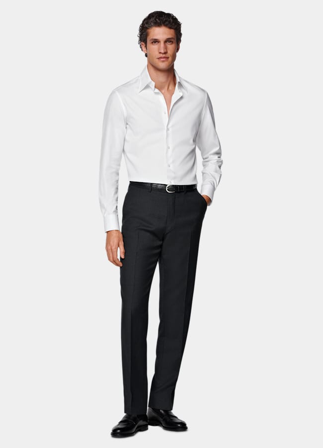SUITSUPPLY All Season Pure Wool by Reda, Italy Dark Grey Perennial Slim Leg Straight Suit Trousers