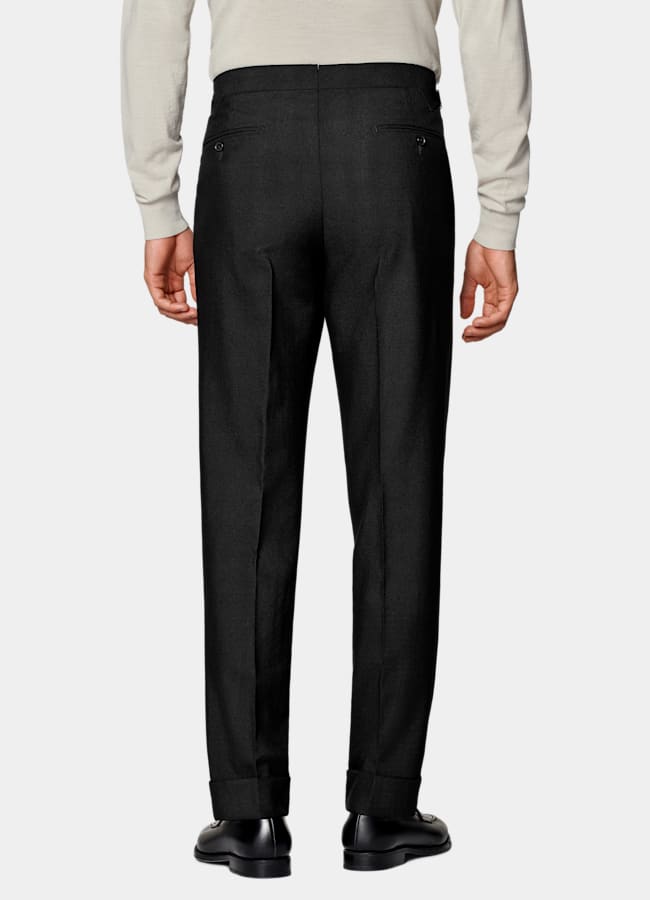SUITSUPPLY All Season Wrinkle-Free 4-Ply Wool by Rogna, Italy Black Slim Leg Tapered Suit Trousers