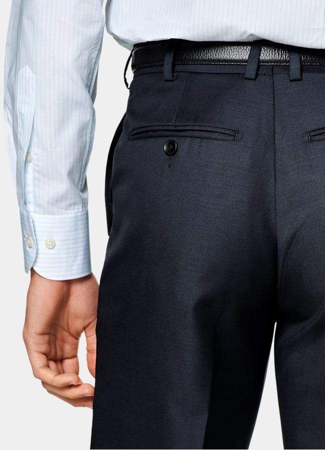 SUITSUPPLY All Season Pure S110's Wool by Vitale Barberis Canonico, Italy Navy Slim Leg Straight Suit Trousers