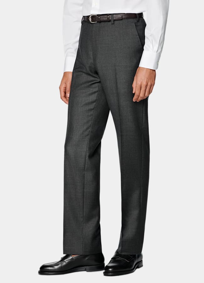 SUITSUPPLY All Season Pura lana S110s de Vitale Barberis Canonico, Italia Pantalones de traje gris oscuro Straight Leg