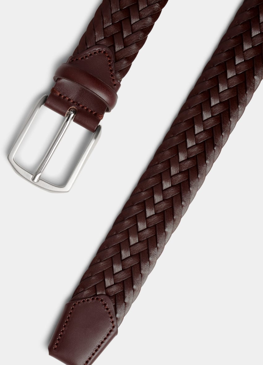 Brown braided leather belt  Brioni® US Official Store