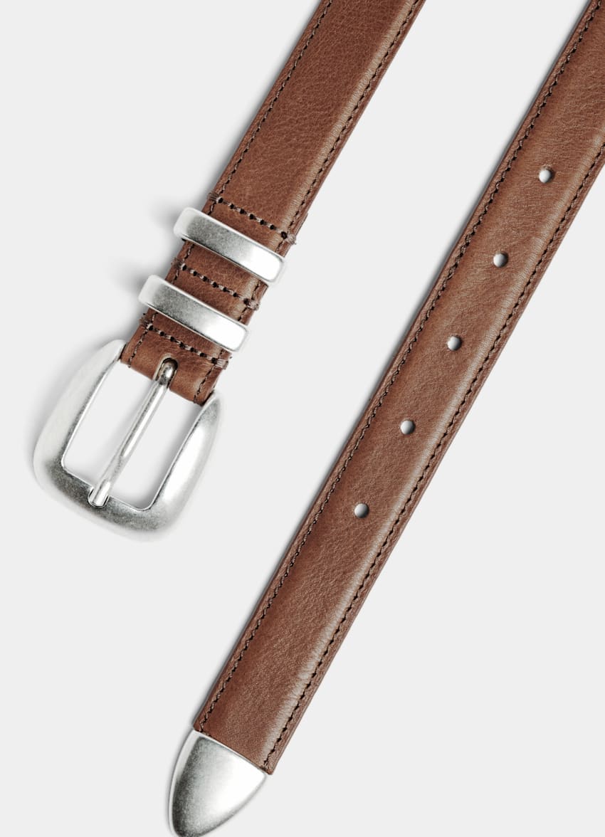 SUITSUPPLY Italian Cow Leather Mid Brown Belt