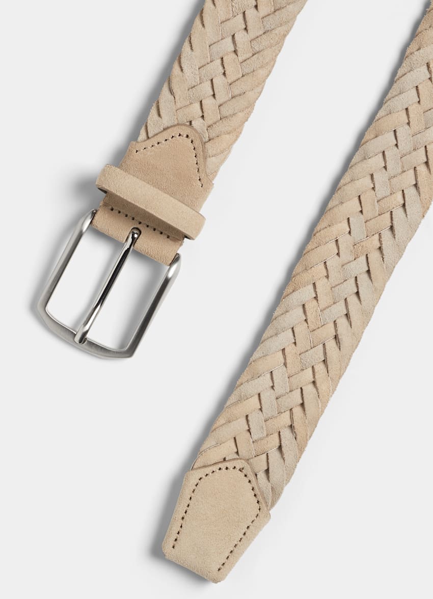 Light Brown Braided Belt in Suede | SUITSUPPLY US
