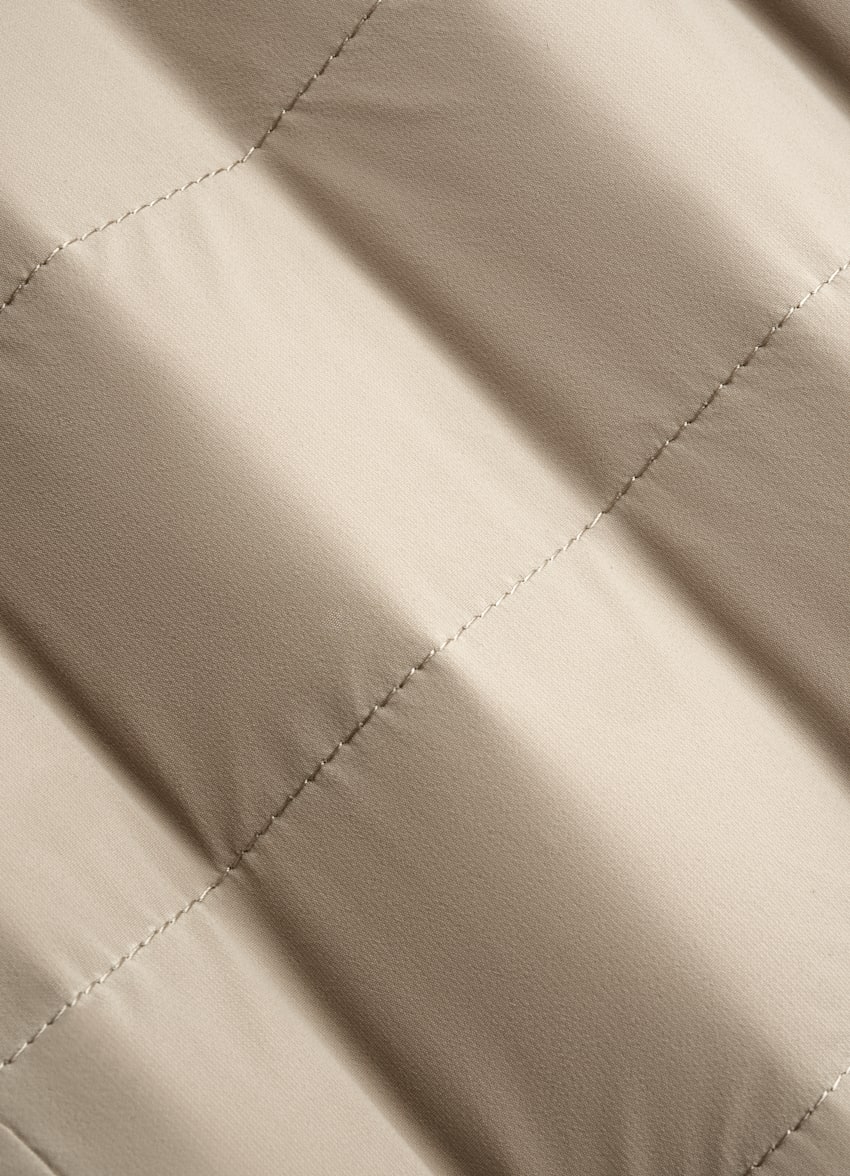 SUITSUPPLY Technical Fabric Taupe Down Zip Vest