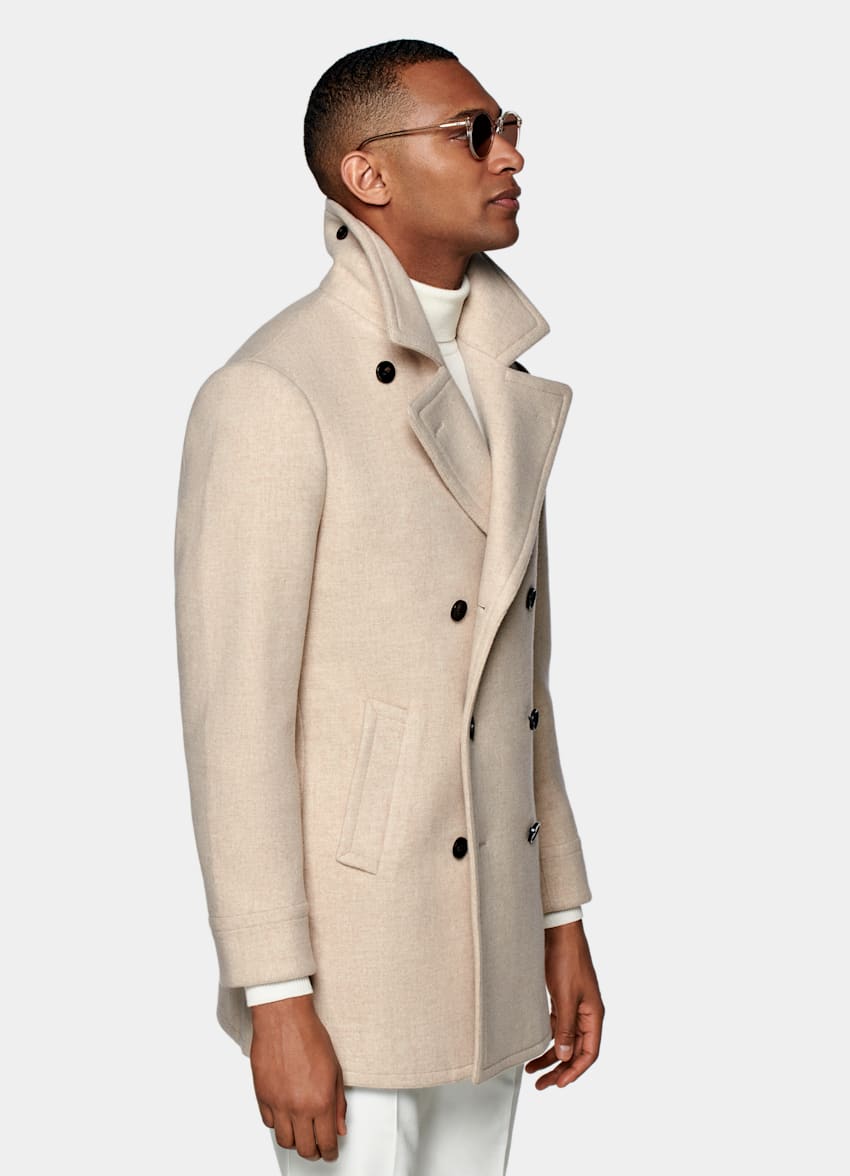 brown peacoat