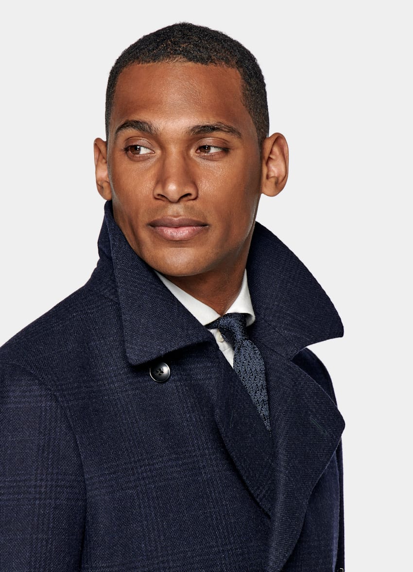 long navy peacoat