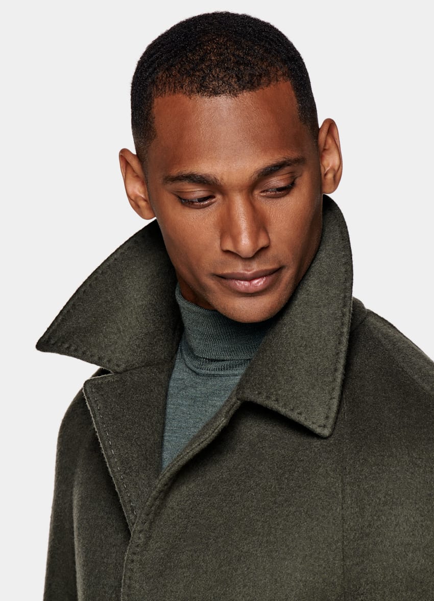 Mid Green Belted Overcoat | Wool 