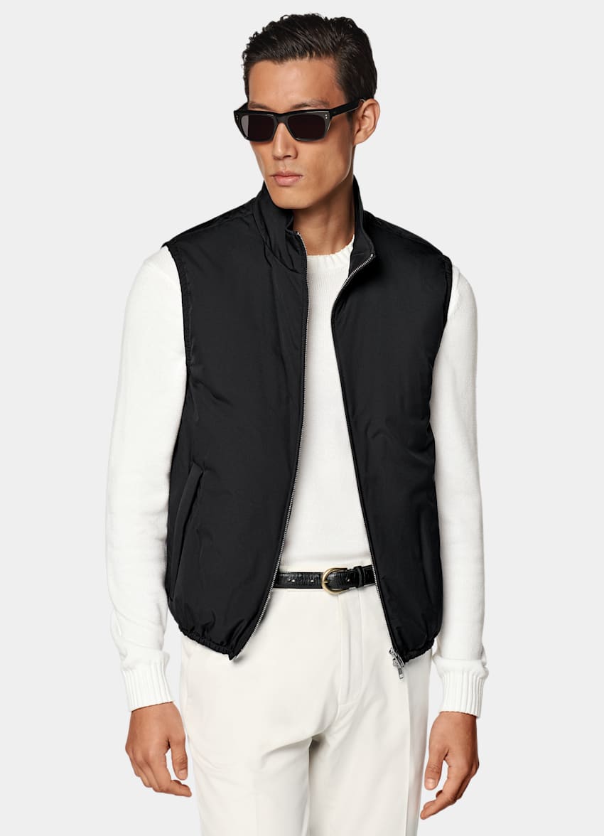 SUITSUPPLY Tissu technique déperlant - Olmetex, Italie Doudoune légère zippée sans manches noire