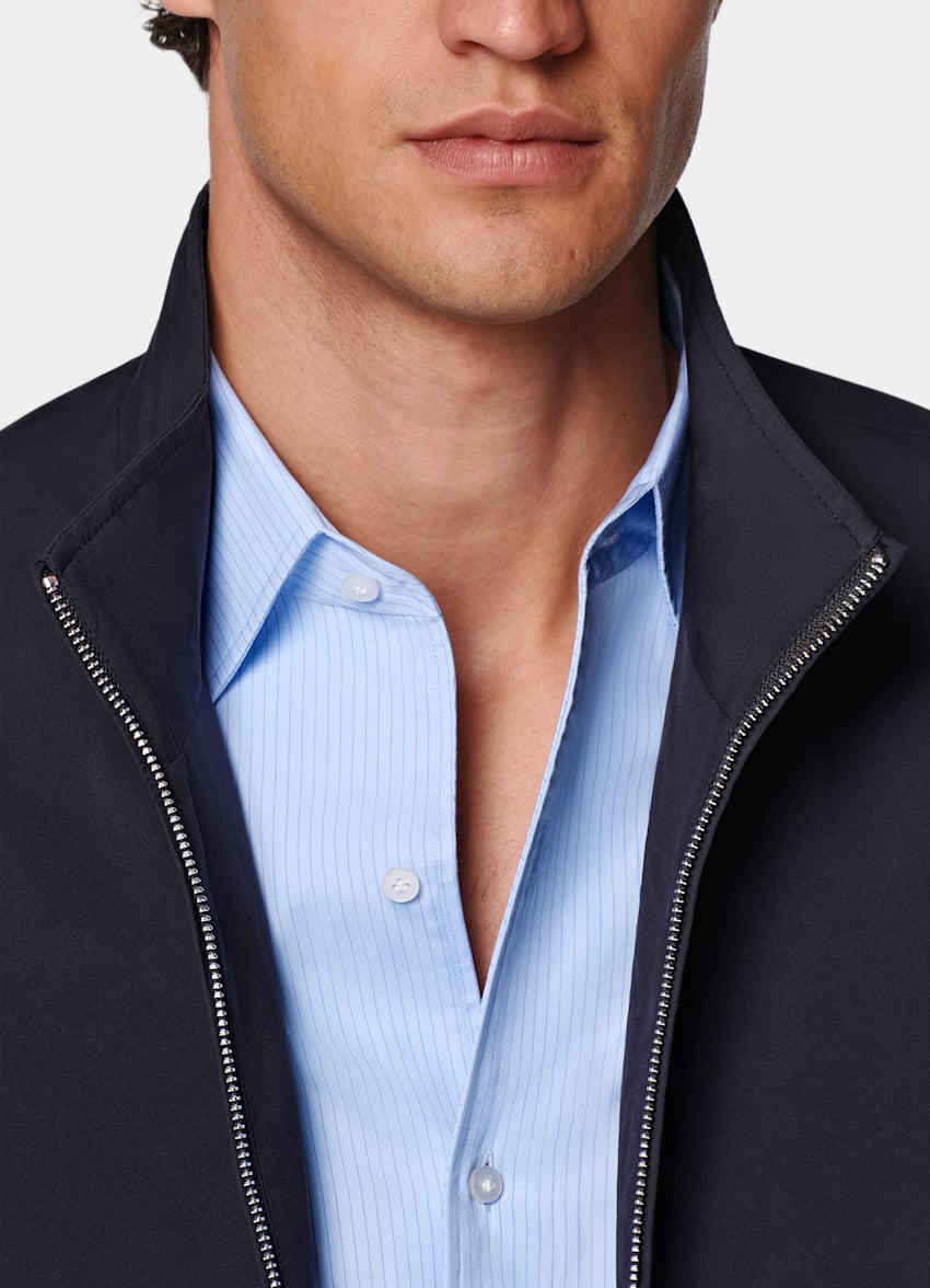 SUITSUPPLY Water-Repellent Technical Fabric by Olmetex, Italy Navy Light Padded Zip Vest