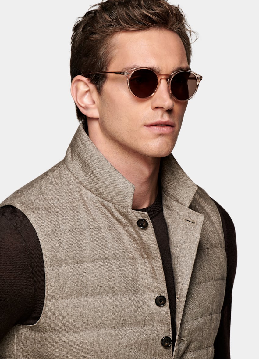 SUITSUPPLY Pure Linen by Baird McNutt, United Kingdom Light Brown Down Vest
