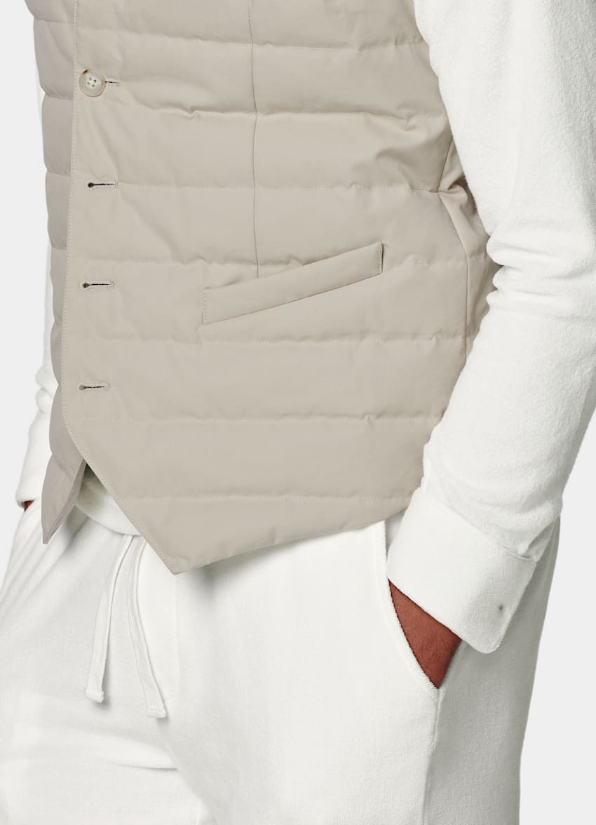 SUITSUPPLY Pure Cotton by Olmetex, Italy Sand Down Vest