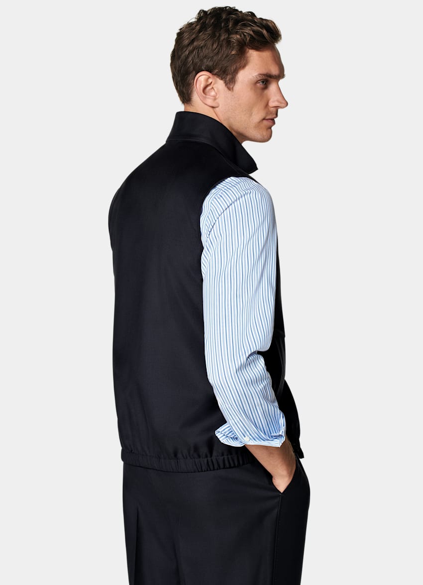 SUITSUPPLY Pure S110's Wool by Vitale Barberis Canonico, Italy Navy Zip Vest