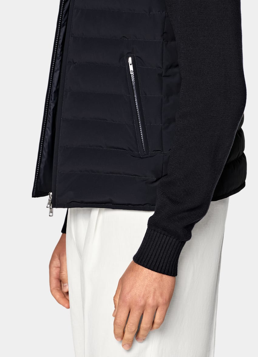 SUITSUPPLY Technical Fabric Navy Padded Down Zip Vest