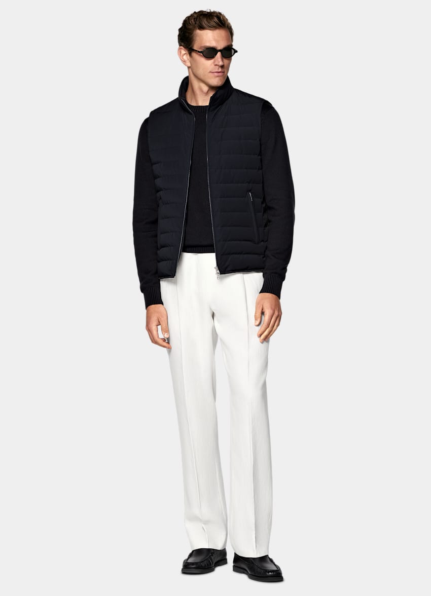 SUITSUPPLY Technical Fabric Navy Padded Down Zip Vest