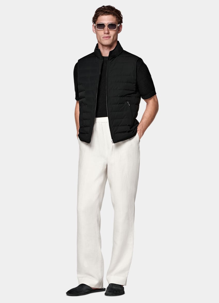 SUITSUPPLY Technical Fabric Black Down Zip Vest