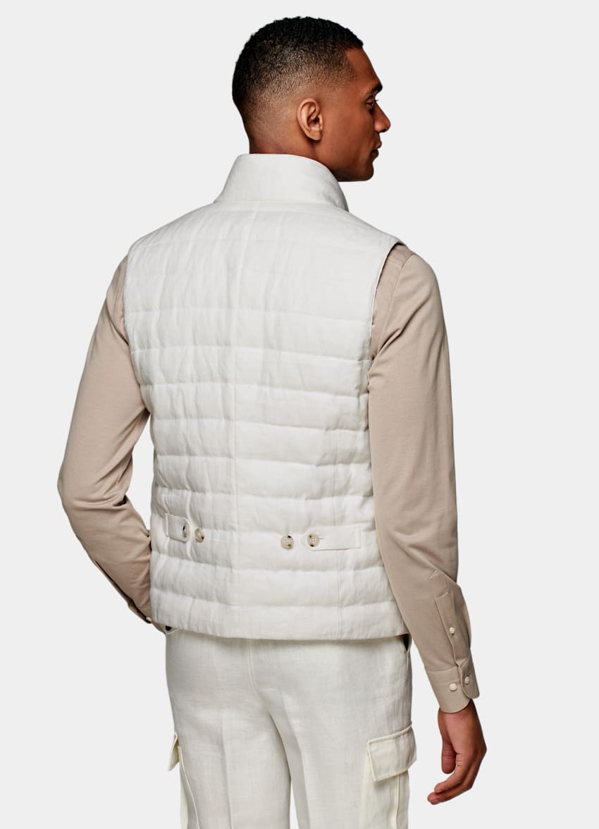 SUITSUPPLY Pure Linen by Leomaster, Italy White Down Vest