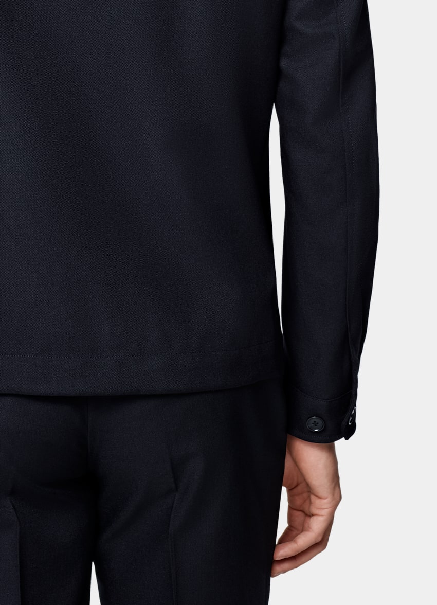SUITSUPPLY Pure 4-Ply Traveller Wool by Rogna, Italy Navy Bomber Jacket