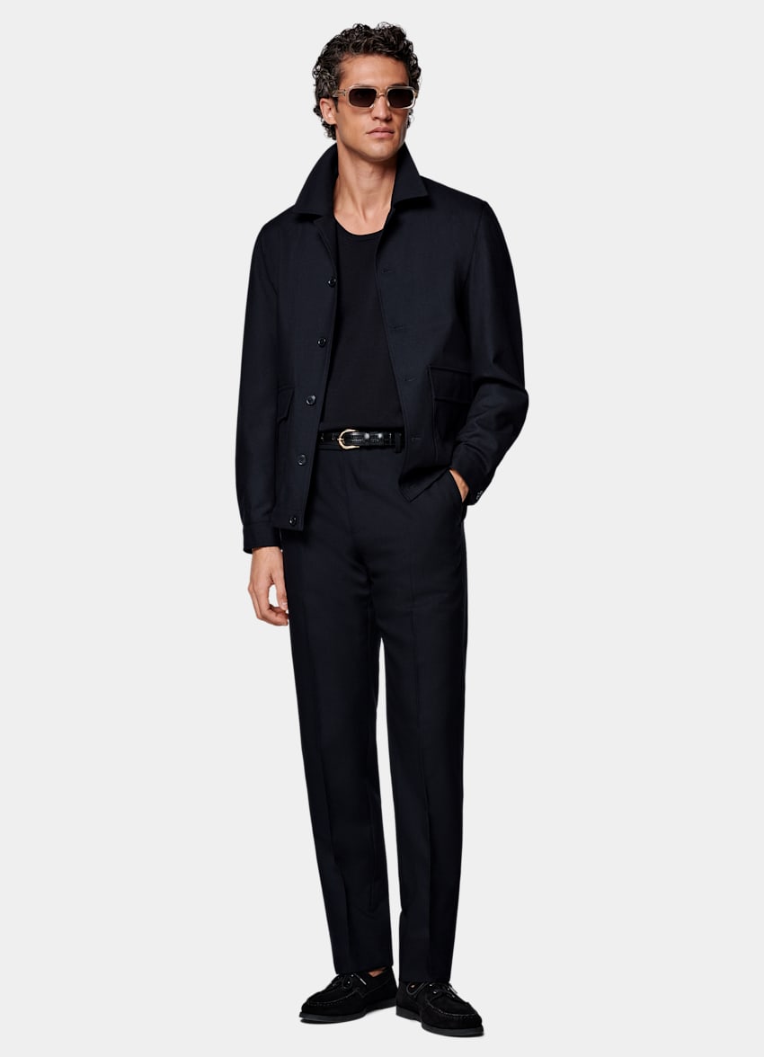 SUITSUPPLY Pure 4-Ply Traveller Wool by Rogna, Italy Navy Bomber Jacket