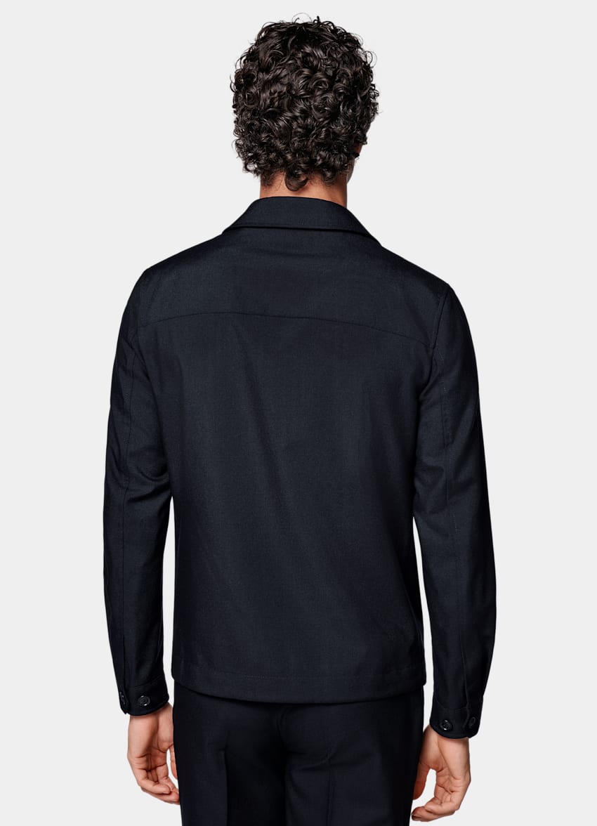 SUITSUPPLY Pure 4-Ply Traveller Wool by Rogna, Italy Navy Bomber Jacket