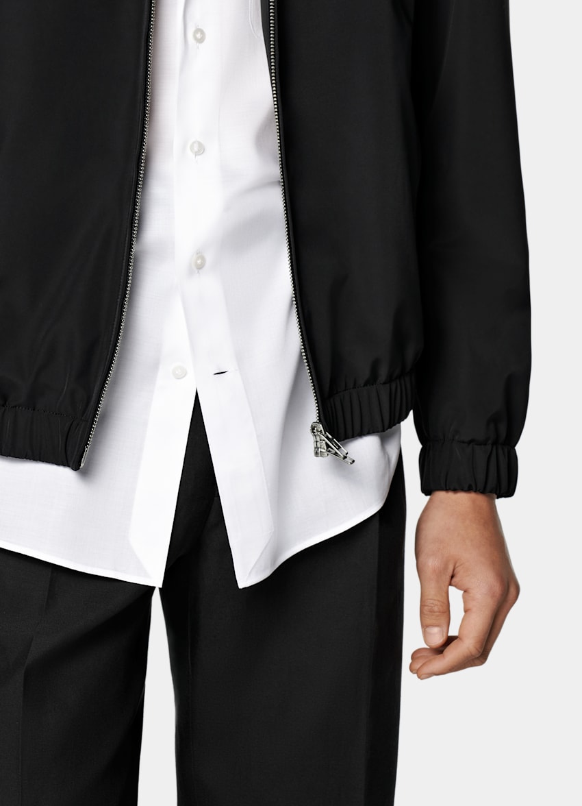 SUITSUPPLY Poliamid/wełna/jedwab od Lanificio Ermenegildo Zegna, Włochy Kurtka bomber czarna