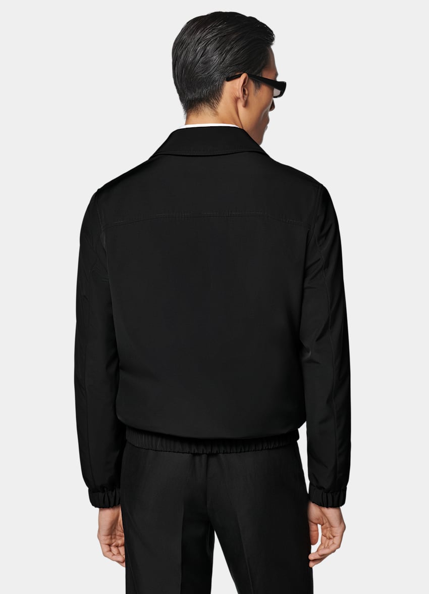 SUITSUPPLY Poliamid/wełna/jedwab od Lanificio Ermenegildo Zegna, Włochy Kurtka bomber czarna