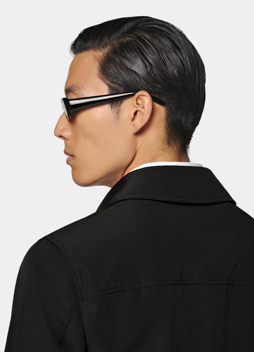 SUITSUPPLY Poliamid/wełna/jedwab od Lanificio Ermenegildo Zegna, Włochy Kurtka bomber czarna